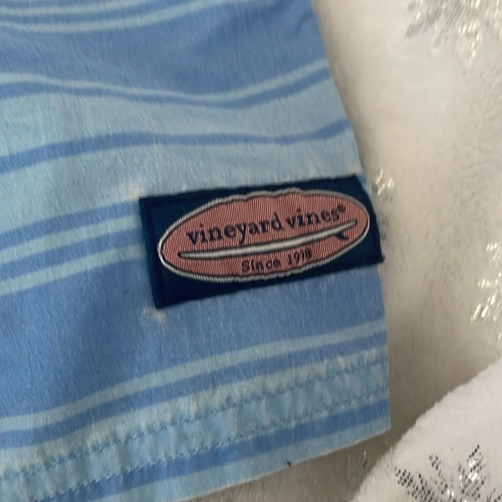 Vineyard Vines Blue Striped Men's Swim Shorts - Picture 2 of 4